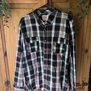Levi's Men's Black and White Plaid Shirt